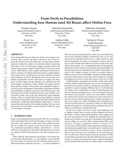 From Perils to Possibilities: Understanding how Human (and AI) Biases
  affect Online Fora