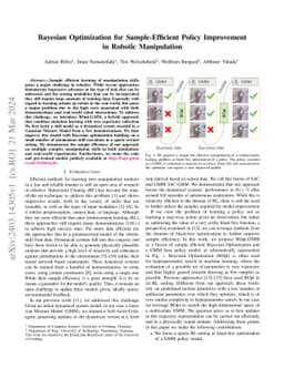 Bayesian Optimization for Sample-Efficient Policy Improvement in Robotic
  Manipulation