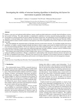Investigating the validity of structure learning algorithms in
  identifying risk factors for intervention in patients with diabetes