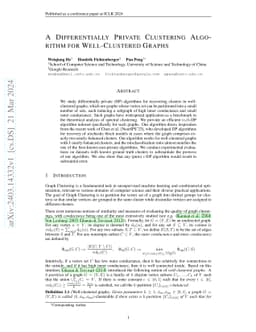 A Differentially Private Clustering Algorithm for Well-Clustered Graphs
