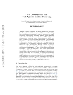 $\nabla τ$: Gradient-based and Task-Agnostic machine Unlearning