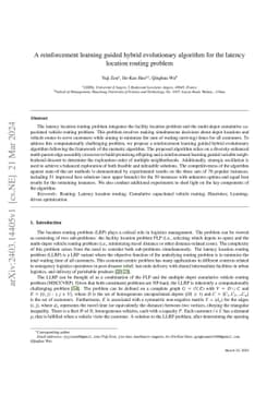 A reinforcement learning guided hybrid evolutionary algorithm for the
  latency location routing problem