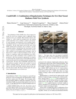 CombiNeRF: A Combination of Regularization Techniques for Few-Shot
  Neural Radiance Field View Synthesis