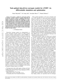 Task-optimal data-driven surrogate models for eNMPC via differentiable simulation and optimization