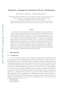 Maximal $α$-Leakage for Quantum Privacy Mechanisms