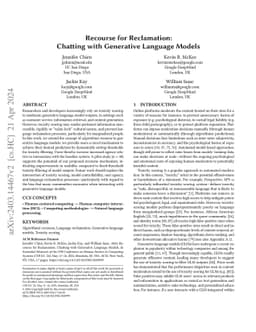 Recourse for reclamation: Chatting with generative language models