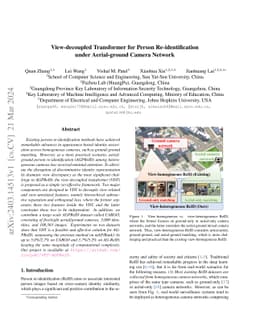 View-decoupled Transformer for Person Re-identification under
  Aerial-ground Camera Network