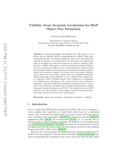 VAPO: Visibility-Aware Keypoint Localization for Efficient 6DoF Object Pose Estimation
