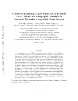 A Transfer Learning Causal Approach to Evaluate Racial/Ethnic and
  Geographic Variation in Outcomes Following Congenital Heart Surgery