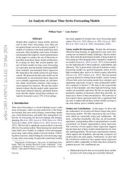 An Analysis of Linear Time Series Forecasting Models
