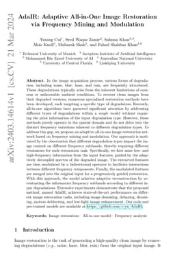 AdaIR: Adaptive All-in-One Image Restoration via Frequency Mining and
  Modulation