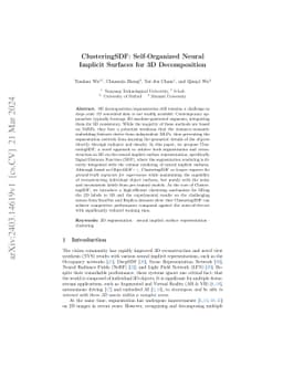 ClusteringSDF: Self-Organized Neural Implicit Surfaces for 3D
  Decomposition