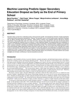 Machine Learning Predicts Upper Secondary Education Dropout as Early as
  the End of Primary School