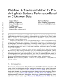 ClickTree: A Tree-based Method for Predicting Math Students' Performance
  Based on Clickstream Data