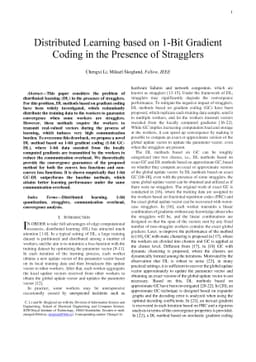 Distributed Learning based on 1-Bit Gradient Coding in the Presence of
  Stragglers