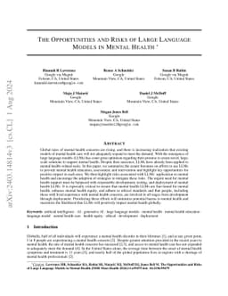 The opportunities and risks of large language models in mental health