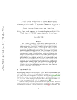 Model order reduction of deep structured state-space models: A
  system-theoretic approach