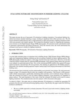 Evaluating Panoramic 3D Estimation in Indoor Lighting Analysis