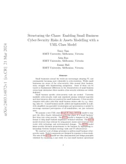 Structuring the Chaos: Enabling Small Business Cyber-Security Risks &
  Assets Modelling with a UML Class Model