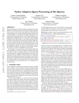 Hydro: Adaptive Query Processing of ML Queries