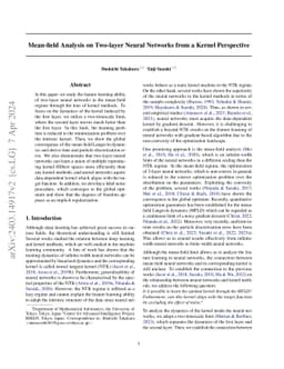 Mean-field Analysis on Two-layer Neural Networks from a Kernel
  Perspective