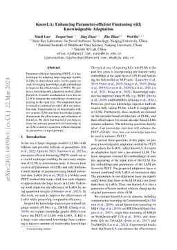 KnowLA: Enhancing Parameter-efficient Finetuning with Knowledgeable
  Adaptation