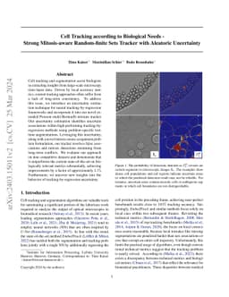Cell Tracking according to Biological Needs -- Strong Mitosis-aware
  Random-finite Sets Tracker with Aleatoric Uncertainty