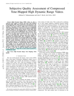 Subjective Quality Assessment of Compressed Tone-Mapped High Dynamic
  Range Videos