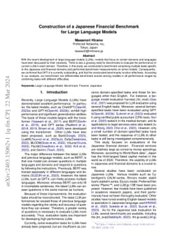 Construction of a Japanese Financial Benchmark for Large Language Models