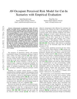 AV-Occupant Perceived Risk Model for Cut-In Scenarios with Empirical
  Evaluation