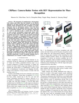 CRPlace: Camera-Radar Fusion with BEV Representation for Place
  Recognition
