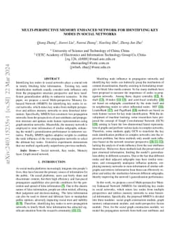 Multi-perspective Memory Enhanced Network for Identifying Key Nodes in
  Social Networks