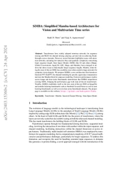 SiMBA: Simplified Mamba-Based Architecture for Vision and Multivariate
  Time series