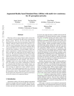 Augmented Reality based Simulated Data (ARSim) with multi-view
  consistency for AV perception networks