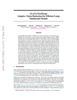 LLaVA-PruMerge: Adaptive Token Reduction for Efficient Large Multimodal
  Models