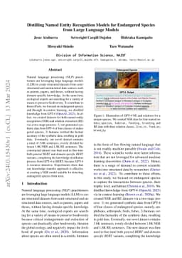 Distilling Named Entity Recognition Models for Endangered Species from
  Large Language Models