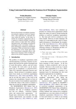 Using Contextual Information for Sentence-level Morpheme Segmentation
