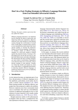 Don't be a Fool: Pooling Strategies in Offensive Language Detection from
  User-Intended Adversarial Attacks