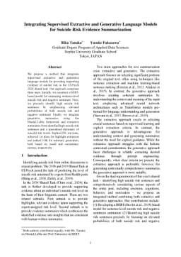 Integrating Supervised Extractive and Generative Language Models for
  Suicide Risk Evidence Summarization