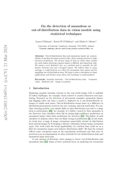 On the Detection of Anomalous or Out-Of-Distribution Data in Vision
  Models Using Statistical Techniques