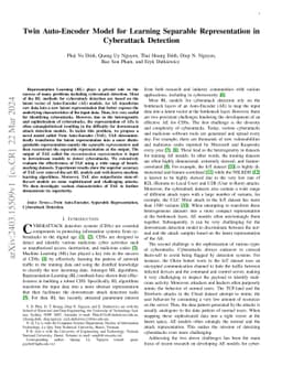 Twin Auto-Encoder Model for Learning Separable Representation in Cyberattack Detection
