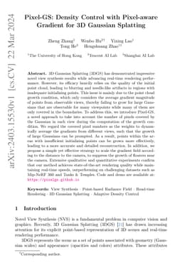 Pixel-GS: Density Control with Pixel-aware Gradient for 3D Gaussian
  Splatting