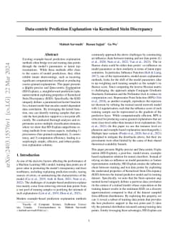 Data-centric Prediction Explanation via Kernelized Stein Discrepancy