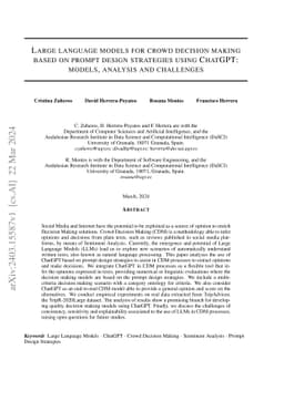 Large language models for crowd decision making based on prompt design
  strategies using ChatGPT: models, analysis and challenges