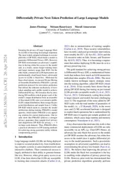 Differentially Private Next-Token Prediction of Large Language Models