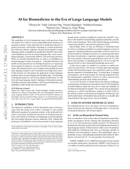 AI for Biomedicine in the Era of Large Language Models