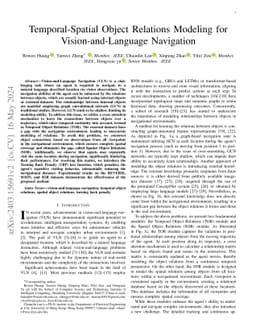 Temporal-Spatial Object Relations Modeling for Vision-and-Language
  Navigation