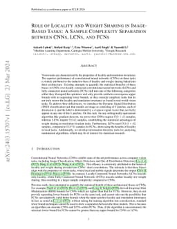 Role of Locality and Weight Sharing in Image-Based Tasks: A Sample
  Complexity Separation between CNNs, LCNs, and FCNs