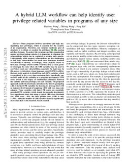 A hybrid LLM workflow can help identify user privilege related variables
  in programs of any size