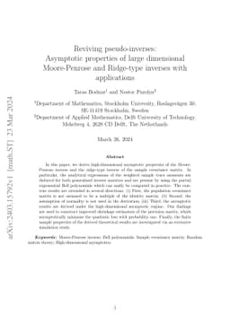 Reviving pseudo-inverses: Asymptotic properties of large dimensional
  Moore-Penrose and Ridge-type inverses with applications